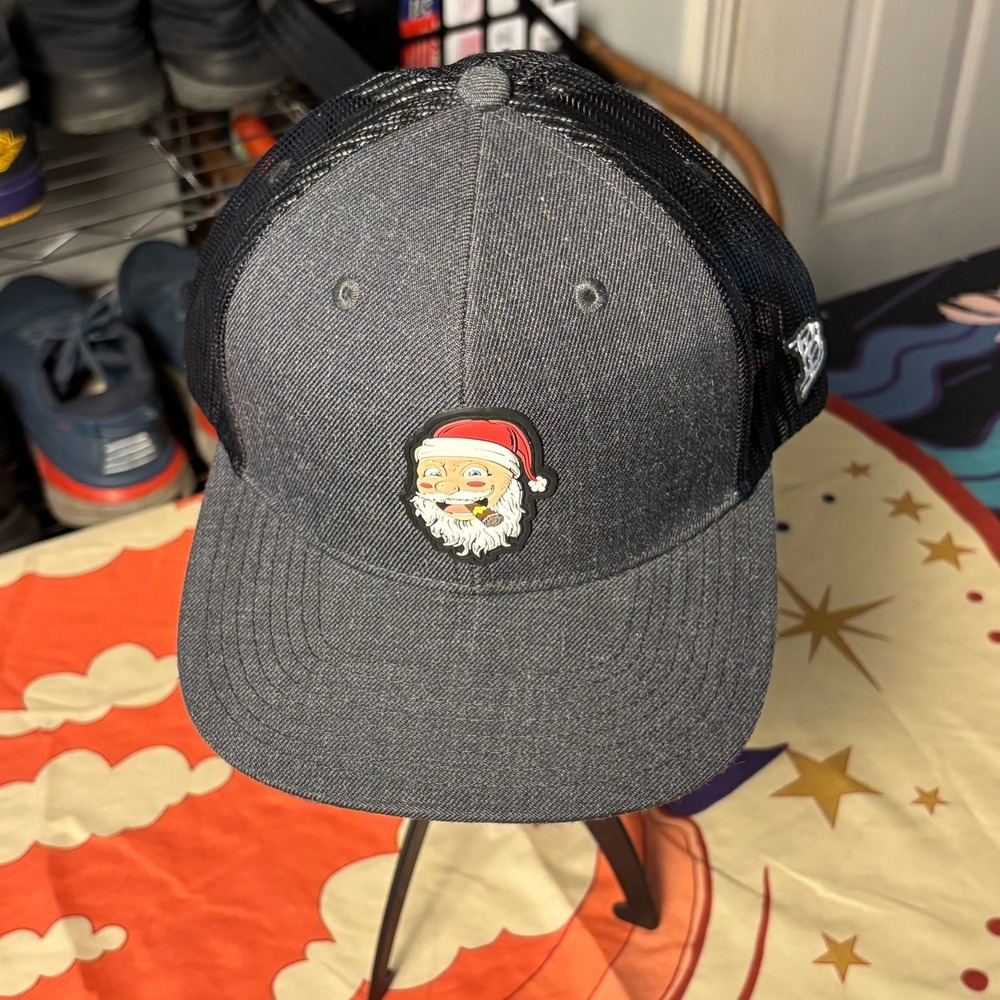 Branded Bills Style 200 Santa Claus Cigar Trucker Hat Snapback Charcoal Black